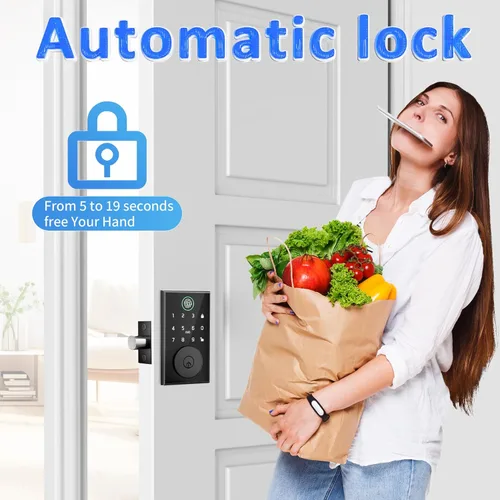 Vista 7 de Cerradura de puerta inteligente con huella digital, cerradura de puerta de entrada sin llave con Bluetooth integrado, identificación de huellas