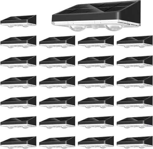 Vista 17 de NIORSUN - Luces solares para valla, paquete de 8 luces solares para terraza, color blanco cálido, bombilla impermeable para exteriores LED IP65