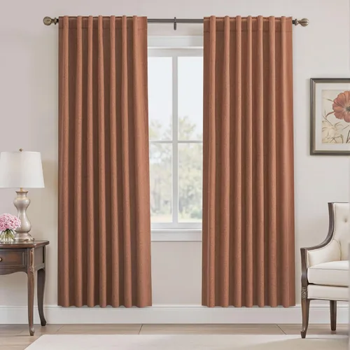 Vista 105 de UHITECH Cortinas opacas cortas de 24 pulgadas de largo para sala de estar, juego de 2 paneles con pestaña trasera, bolsillo para barra, cortinas