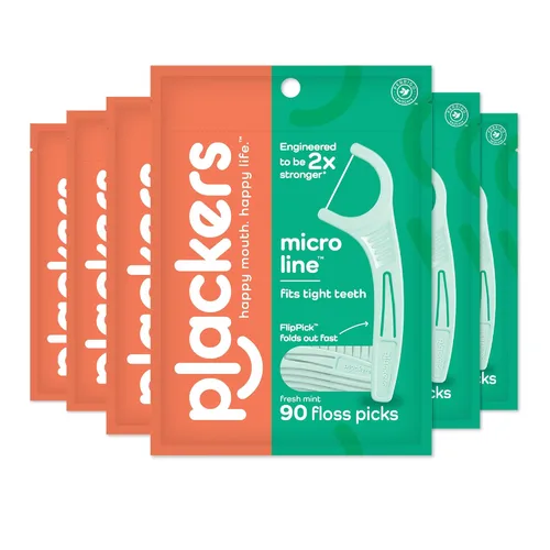 Vista 12 de Plackers Micro Line - Aplicadores de hilo dental, palillo plegable FlipPick, Tuffloss, fácil almacenamiento con sello seguro, sabor a menta fresca