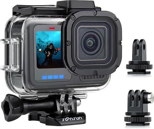 SOONSUN - Estuche impermeable para GoPro Hero 13 12 11 10 9 Black, carcasa de buceo protectora subacuática de 196 pies/60 m con accesorios, montaje