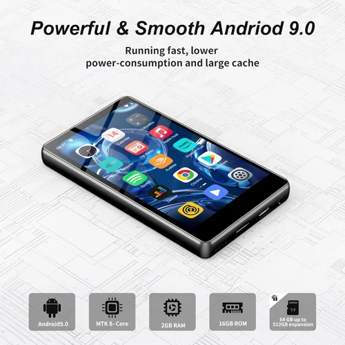 Vista 5 de Reproductor de MP3 de 80 GB con Bluetooth y WiFi: reproductor de música SWOFY M503Pro Mp3 y MP4