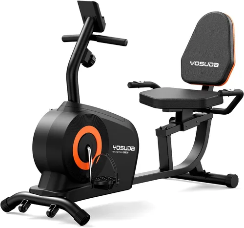YOSUDA Recumbent Exercise Bike for Home，Magnetic Staionary Bike for Seniors/Adults with Adjustable Seat, 350LB Capacity, 16-level Resistance, LCD