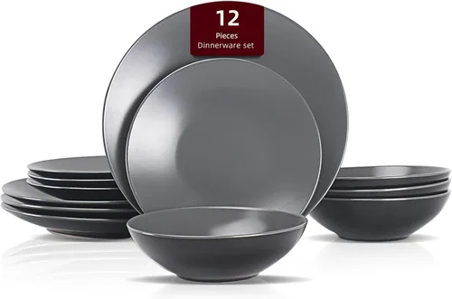 Vista 30 de Colors Life juego de vajilla, exterior negro brillante con interior de color mate