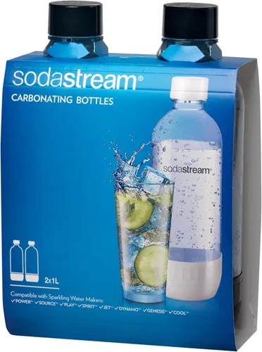 Vista 2 de SodaStream 1L Classic DWS Botella para bebidas carbonatadas, color negro (paquete doble), paquete de 2