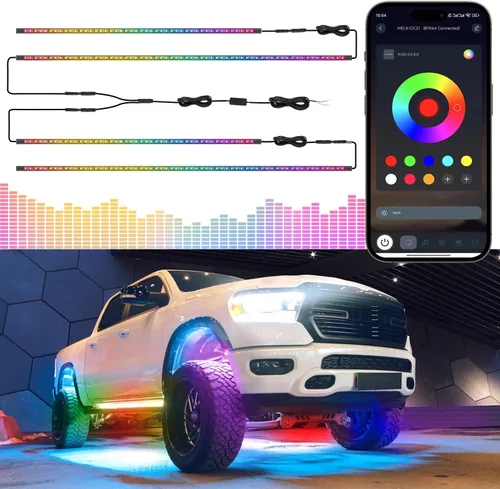 Vista 9 de LivTee - Luces interiores LED RGB inteligentes, diseño de 2 líneas con puerto USB, control de aplicación, modo de música, 2 líneas de diseño