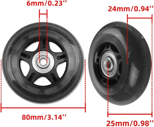 Vista 3 de Equipaje Maleta Ruedas Kits de Repuesto 3.150 in x 0.945 in Universal Goma Giratorio Dos Conner Rueda Ruedas Ruedas Ruedas Rodamientos Herramientas