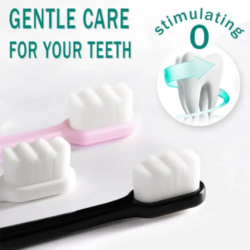 Vista 5 de Cepillo de dientes extra suave para dientes y encías sensibles, cepillo de dientes manual de micropiel con 20000 cerdas ultra suaves, excelente