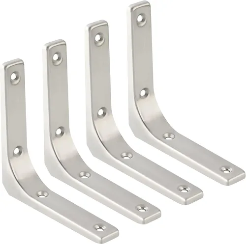 Vista 20 de SAYAYO 2 piezas de soporte de estante de pared de hierro, soporte de estante resistente de 4 x 4 pulgadas, soporte de ángulo de articulación Negro