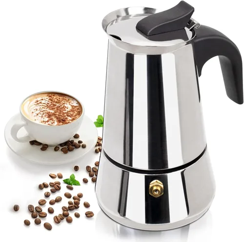 Olla de Moka de 2 Tazas 100ml, Cafetera de Espresso de Acero Inoxidable, Cafetera de Percolador para Estufa, Cafetera Italiana de Estilo Clásico,