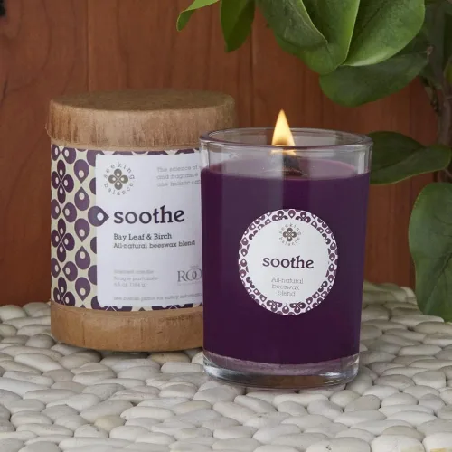 Vista 4 de Root Candles Seeking Balance Vela de spa con mecha de madera, velas de aromaterapia, 6.5 onzas, calma: Hoja de laurel y abedul