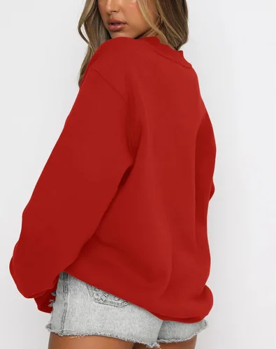 Vista 3 de Fanway&EC Sudadera de manga larga para mujer, casual, cuello redondo, sudadera con capucha de gran tamaño, para otoño