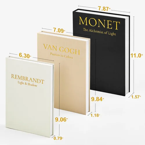 Vista 3 de JARLINK Libros Decorativos Estéticos, Juego de 3 Libros Falsos de Lino para Mesa de Café, Estantería o Decoración de Repisa, Elegantes Cajas