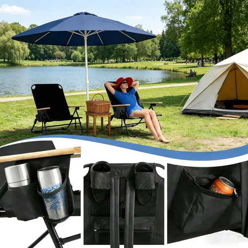 Vista 7 de 2 Pack Lightweight Portable Recliners Chair for Adults, Outdoor Lay Flat Folding Beach Chairs with 5 Positions, Backpack Beach Chair with, Zipper