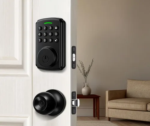 Juego de cerradura de puerta delantera | Una llave para dos cerraduras | Juego de cerradura de puerta de entrada sin llave, cerrojo con manija |