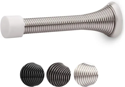 Vista 8 de HOMOTEK Paquete de 1 tope de puerta de resorte con parachoques de goma de 3-1/8", resorte flexible de servicio pesado, tope de puerta de pared