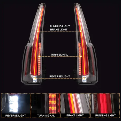 Vista 2 de VLAND Conjunto de luces traseras para Chevy Tahoe Suburban 2015-2020, lámpara trasera con DRL y luces antiniebla y señal de giro, enchufar y usar