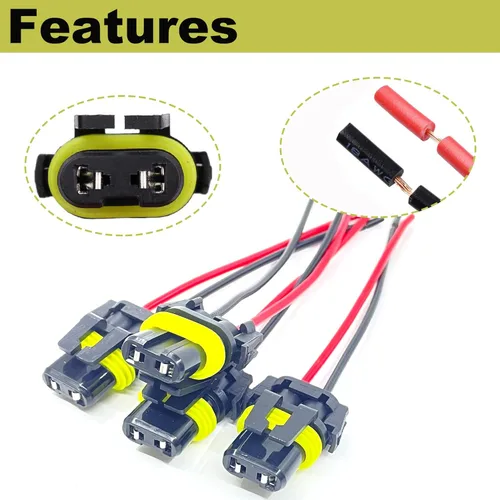Vista 4 de Paquete de 4 conectores de cable 9005 9006 HB3 HB4 H10 adaptador hembra arnés de cableado conectores de cable para faros antiniebla