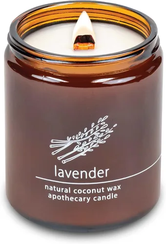 Vista 80 de Vela de mecha de madera agrietada Hemlock Park hecha a mano con cera de coco natural (grande de 16 oz, ámbar)