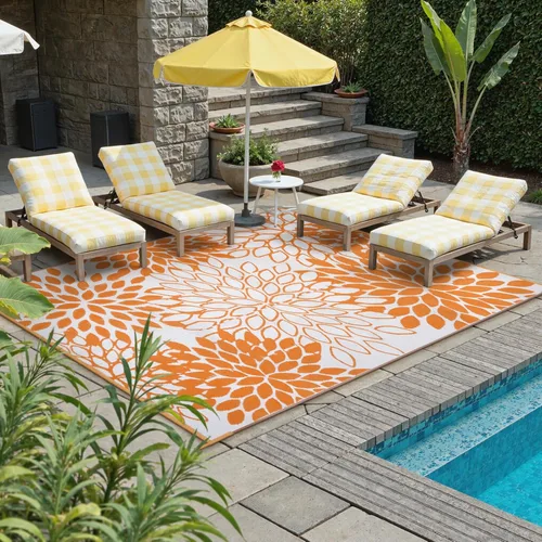 Vista 42 de Anidaroel Alfombras de exterior de 5 x 8 pies para patios, impermeables, reversibles, de plástico tropical, alfombra de campamento, alfombra