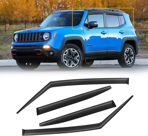 Vista 104 de Visera de ventana para Jeep Cherokee 1984-2001 (Excluye Modelo Limited), Protectores Guards Shields de lluvia de canal exterior, Deflector