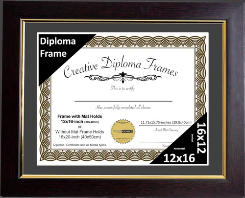 Vista 39 de Creative Picture Frames Marco de diploma de caoba de 7 x 9 pulgadas con borde dorado, incluye caballete de vidrio negro y ganchos de pared