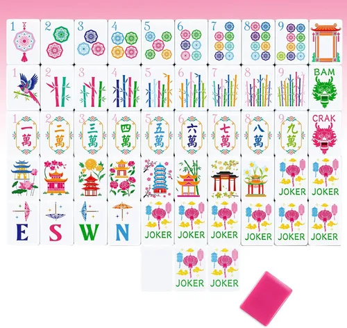 Vista 12 de Simgoing 160 Pcs American Mahjong Tiles Engraved, Stylish, Champagne Champán