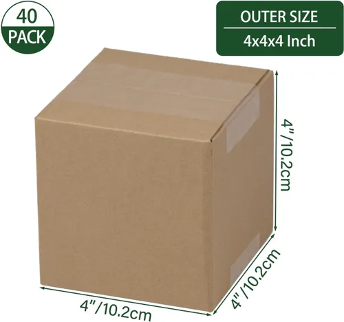 Vista 2 de Cajas de envío de 4 x 4 x 4 pulgadas, set de 40, caja de cartón corrugado marrón para embalaje de correspondencia de pequeña empresa