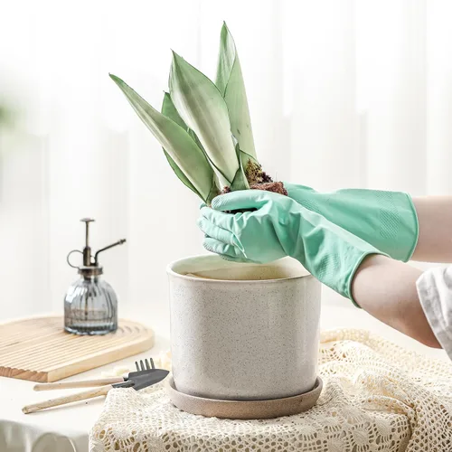 Vista 20 de Macetas de 5.8 pulgadas: maceta de cerámica con orificio de drenaje y platillo - Maceta para plantas de interior y exterior - Diseño con cuentas