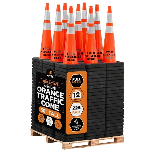 Vista 108 de Xpose Safety Conos de tráfico naranjas de 28 pulgadas con collares de 6 y 4 pulgadas, 1 paquete – Cono de seguridad de plástico PVC multiusos