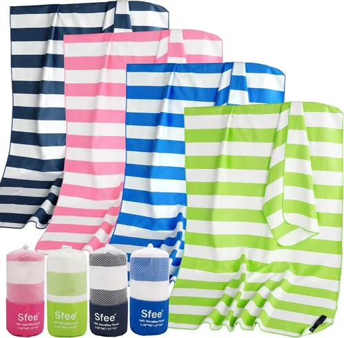 Vista 9 de Sfee Paquete de 2 toallas de viaje de microfibra, toalla de camping de secado rápido, súper absorbente, compacta, ligera, juego de toallas