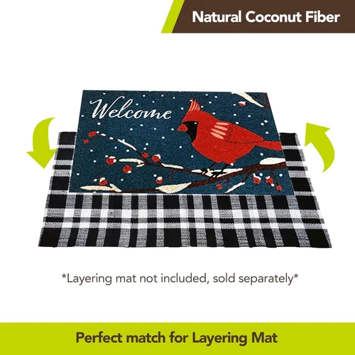 Vista 4 de Briarwood Lane Felpudo de fibra de coco natural para invierno con diseño de cardenal