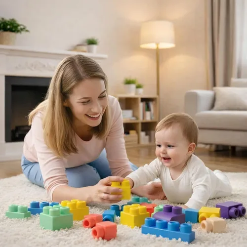 Vista 2 de Bloques de construcción suaves para niños pequeños, bloques de construcción grandes apilables para bebés de 6 meses en adelante, regalos Stem