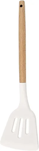 Vista 18 de Juego de utensilios de cocina de silicona con mango de madera, utensilios de cocina de silicona antiadherentes, juego de espátula blanca, cuchara