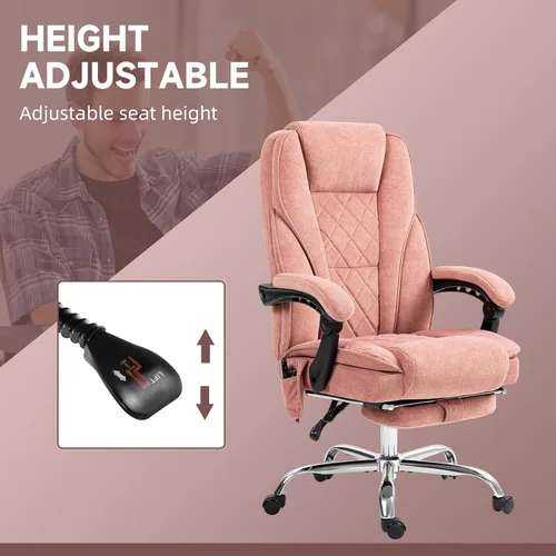 Vista 6 de Vinsetto Silla de oficina de masaje con reposapiés, silla ejecutiva de escritorio para computadora con 6 puntos de vibración y calor, respaldo