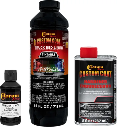 Vista 65 de Custom - Kit de revestimiento de uretano negro de 0.875 galones con pistola de aerosol con regulador