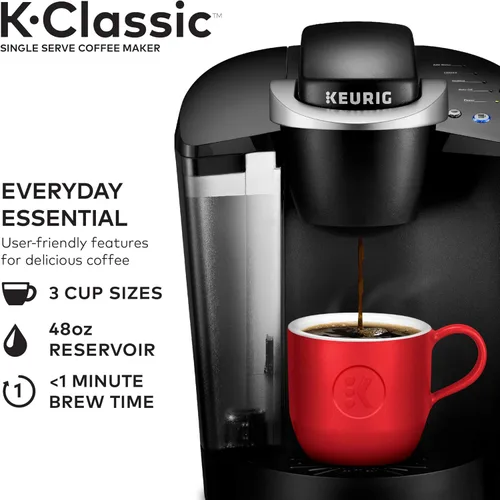 Vista 4 de Keurig K -Classic - Cafetera para Cápsulas K-Cup, para una sola taza de 6 a 10 oz / 177.44 a 295.74 ml. de tamaño de café, negro.