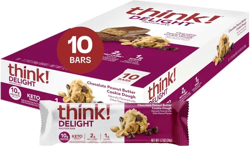 Vista 12 de think! Delight Barras de proteínas, bajas en carbohidratos, sin gluten, pastel de mousse de chocolate, 10 unidades (el embalaje puede variar)