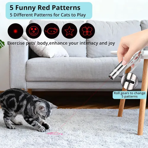 Vista 4 de Waputne Juguete para gatos de interior, juguetes recargables por USB con 7 patrones ajustables, juguetes interactivos de persecución para gatos