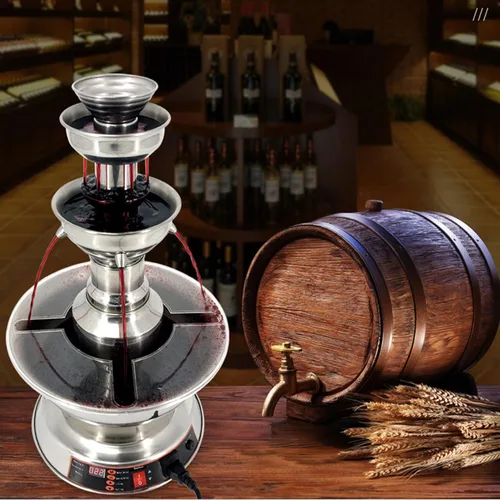 Máquina eléctrica de fuente de vino y champán de 3 niveles, dispensador de calentador de bebidas comercial de acero inoxidable con ajuste de