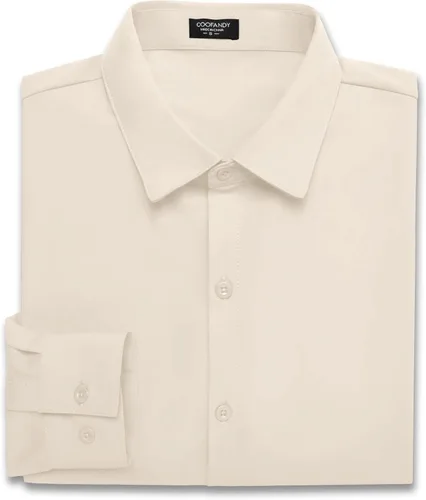 Vista 6 de COOFANDY Camisas de vestir ajustadas para hombre, sin arrugas, manga larga, casuales, con botones Beige