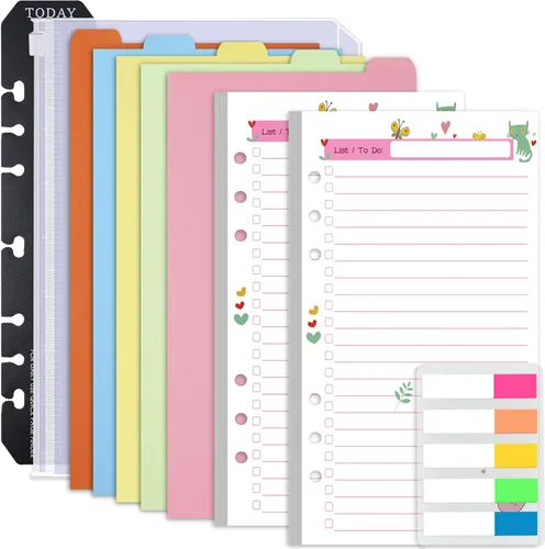 Vista 13 de Insertos para agenda Rancco A5, recambios mensuales para planificador, 90 páginas, papel de recambio para carpeta mensual de hojas sueltas con 6