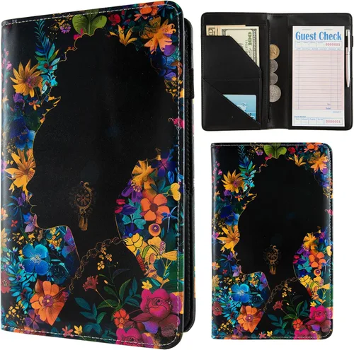 Vista 18 de Libreta rosa para mesera, libro para camarera, lindos libros para meseros con bolsillo con cierre, organizador de libros para meseras, talonario