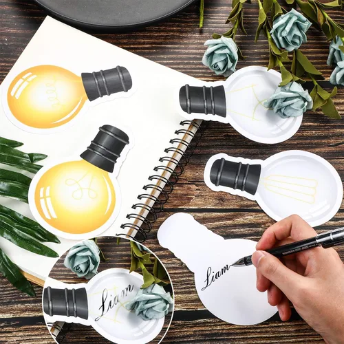 Vista 3 de Outus 45 piezas de recortes de bombillas para tablón de anuncios con puntos de pegamento para decoración de pared de regreso a la escuela