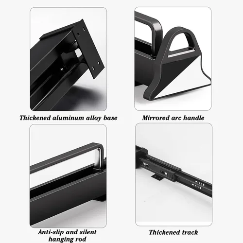 Vista 5 de Slide Out Pants Rack Closet Hanger Bar Pull Trousers Tie Belts Scarf Racks Top Mounted Wardrobe Clothes for Closet Retractable,Retractable Pants