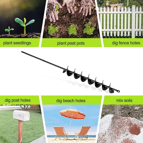 Vista 5 de TCBWFY Broca de barrena de 2x32 pulgadas para plantar - Plantadora de jardín de mango largo fácil - Barrenas para bulbos y plantas de siembra