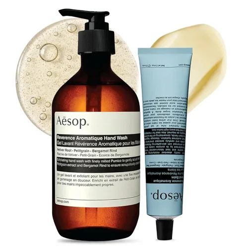 Vista 9 de Aesop Reverence - Juego de lavado de manos y bálsamo Dúo amaderado y terroso que exfolia e hidrata las manos 16.9 onzas / 16.9 fl oz (juego de 2)