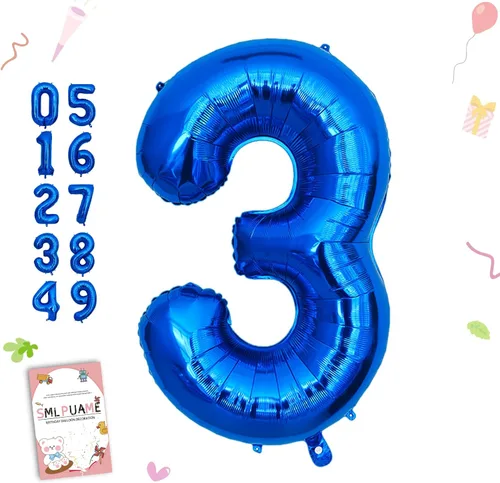 Vista 200 de Smlpuame - Globos grandes de 40 pulgadas de números del 0 al 9, globos numéricos para decoración de fiesta de cumpleaños, globos de helio