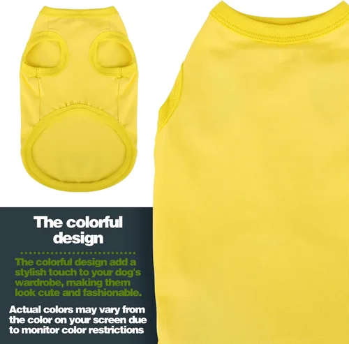 Vista 4 de Paiaite 6 piezas de camisa lisa para perro, camisas sin mangas de algodón para cachorros, ropa transpirable para mascotas, camiseta sin mangas