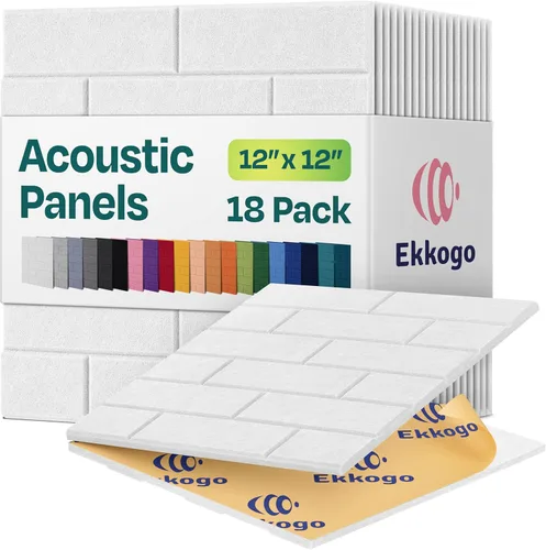 Vista 52 de Paquete de 12 paneles acústicos con aislamiento de sonido para paredes 12 x 12 x 0.4 pulgadas Paneles decorativos para amortiguación de sonido